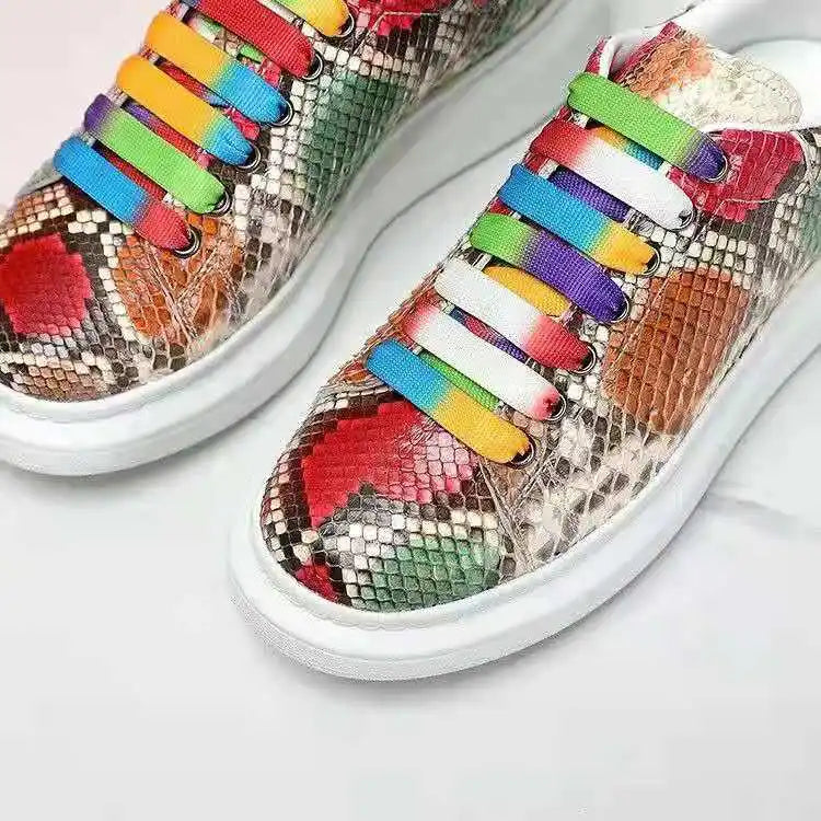 2025 New Arrival Fashion snake skin causal shoes Unisex Genuine Leather Sneakers