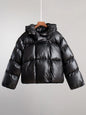 Gray Oversized Short Hooded Puffer Coat  Parka for Autumn Winter 2025