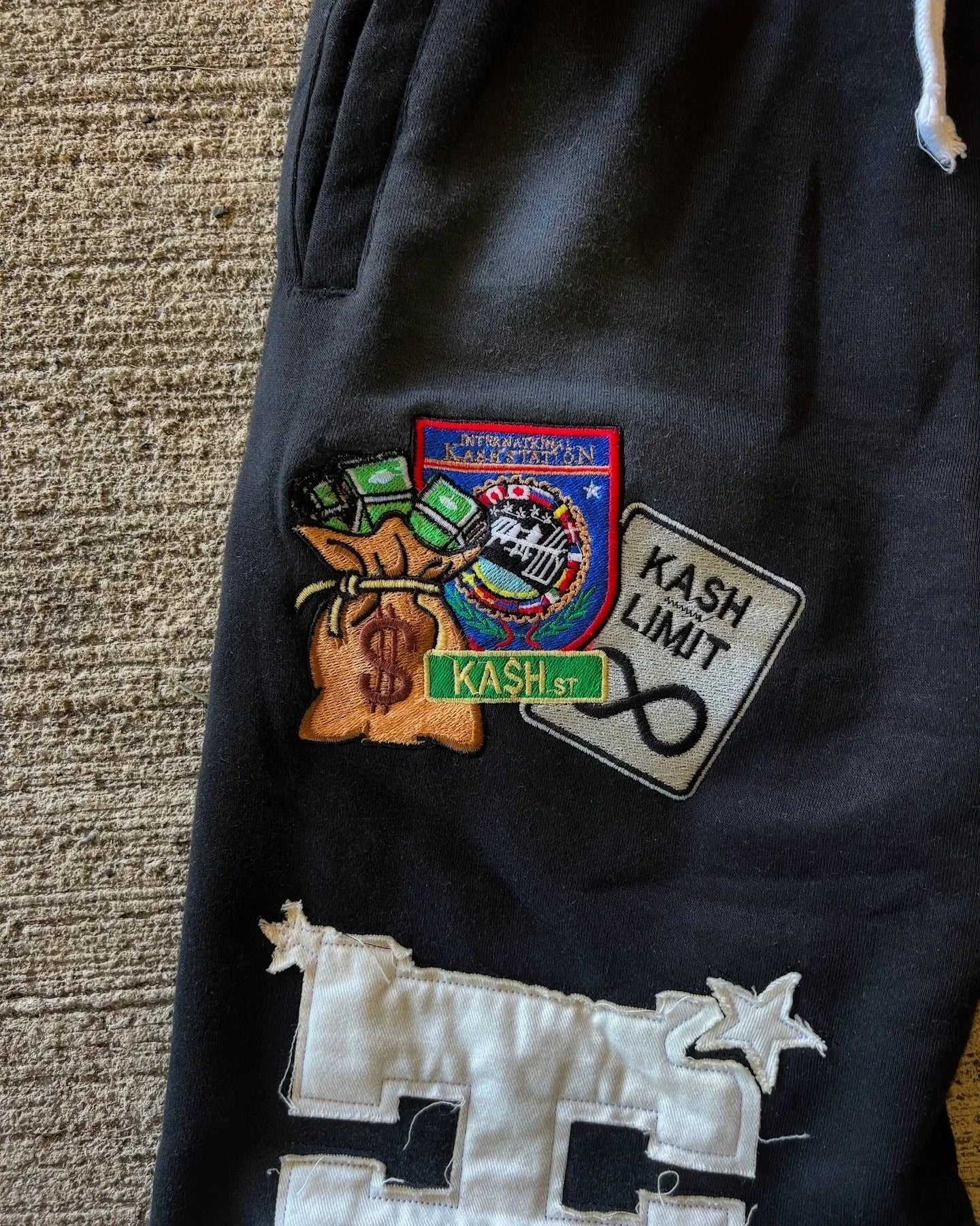 American Letter Patch Retro Double Layer Design Y2K Baggy Sweatpants