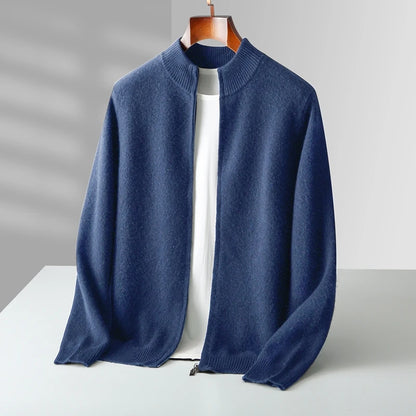 100% Merino Wool Men's Warm Sweater Mock Collar