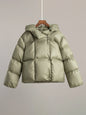 Gray Oversized Short Hooded Puffer Coat  Parka for Autumn Winter 2025