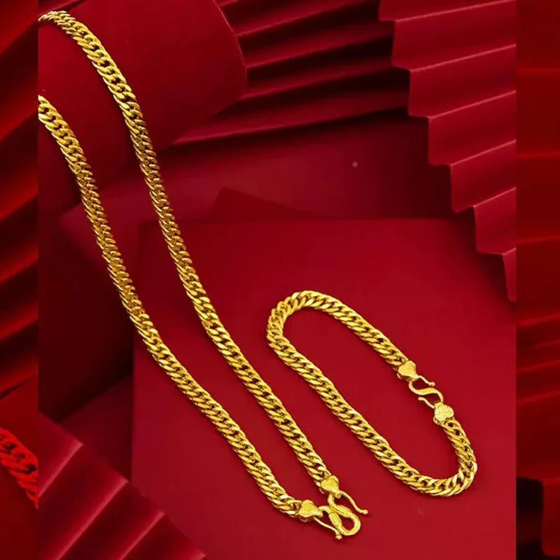 Luxury 24K 9999 Pure Gold real gold Men's & Women's Buckle Bracelet Boss Necklace