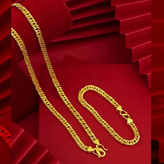 Luxury 24K 9999 Pure Gold real gold Men's & Women's Buckle Bracelet Boss Necklace