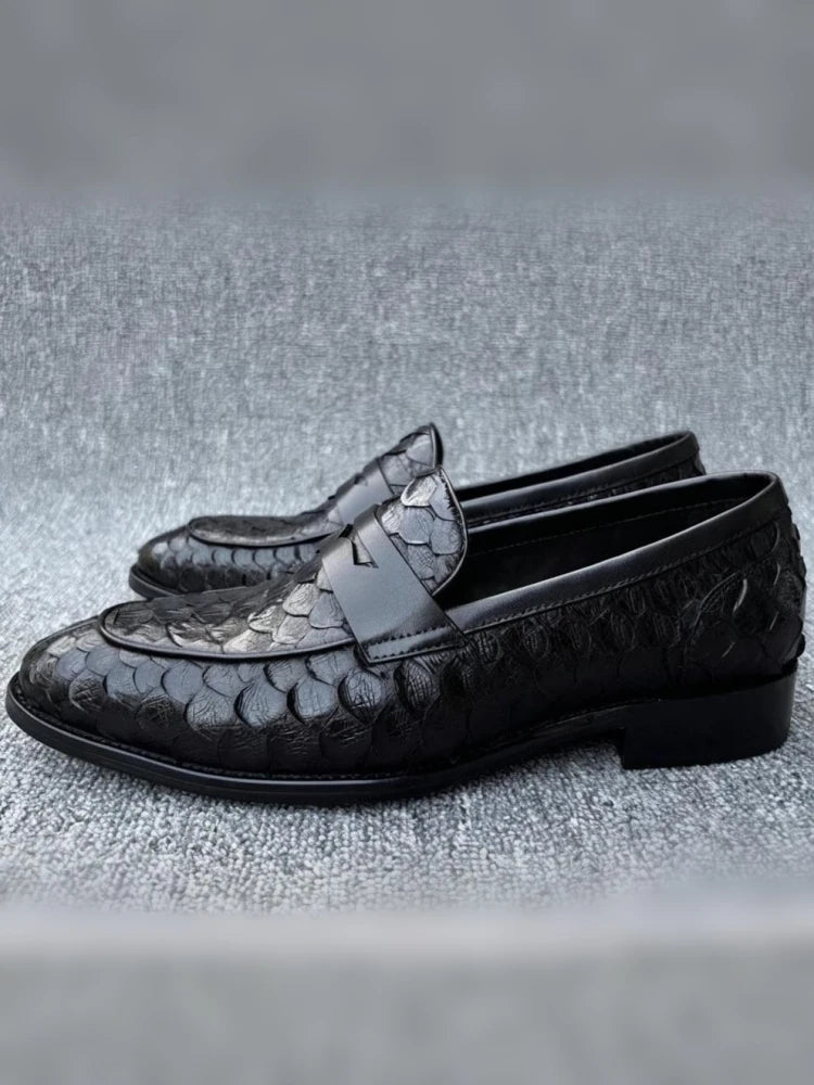 Fashion  Snake Skin Derby Loafers  Dress Shoes High Quality Handmade Business Style