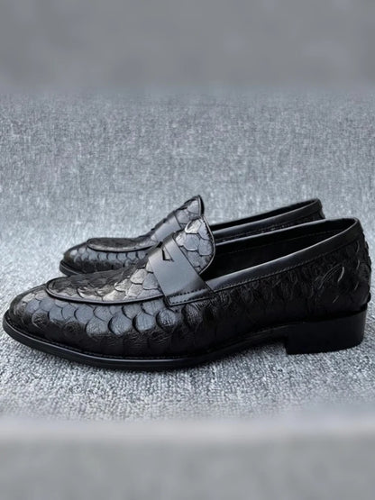 Fashion  Snake Skin Derby Loafers  Dress Shoes High Quality Handmade Business Style