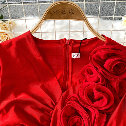 Sexy Elegant chic Three-dimensional slim Dress Casual Beach Party  Dress