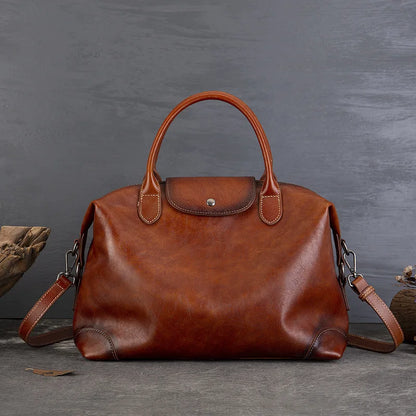 2025 New Retro Genuine Leather Women's Bag Large Capacity Tote Bag