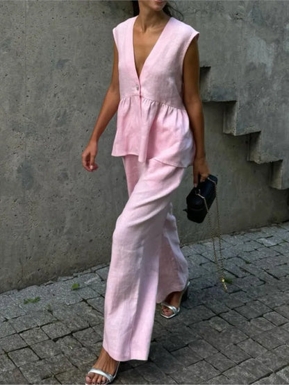 Elegant Cotton Linen Outfit for Women New Summer 2025