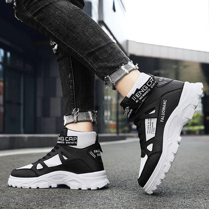 High-Top Men’s Casual Leather Shoes High Quality Handmade No-Slip Boots