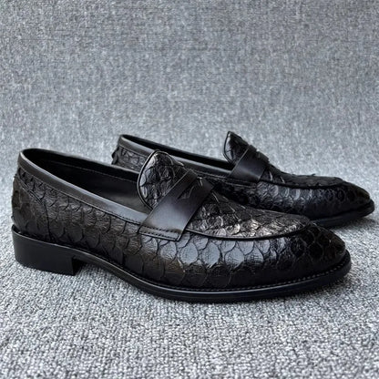 Fashion  Snake Skin Derby Loafers  Dress Shoes High Quality Handmade Business Style