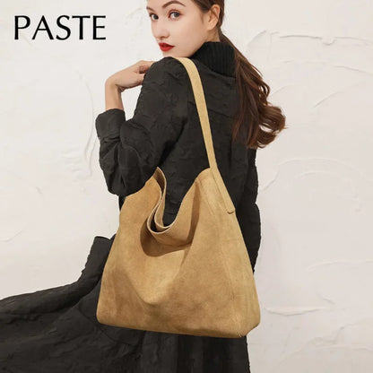 Travel-Ready Elegant Winter Purse Tote High Class Matte Suede Wool Shoulder