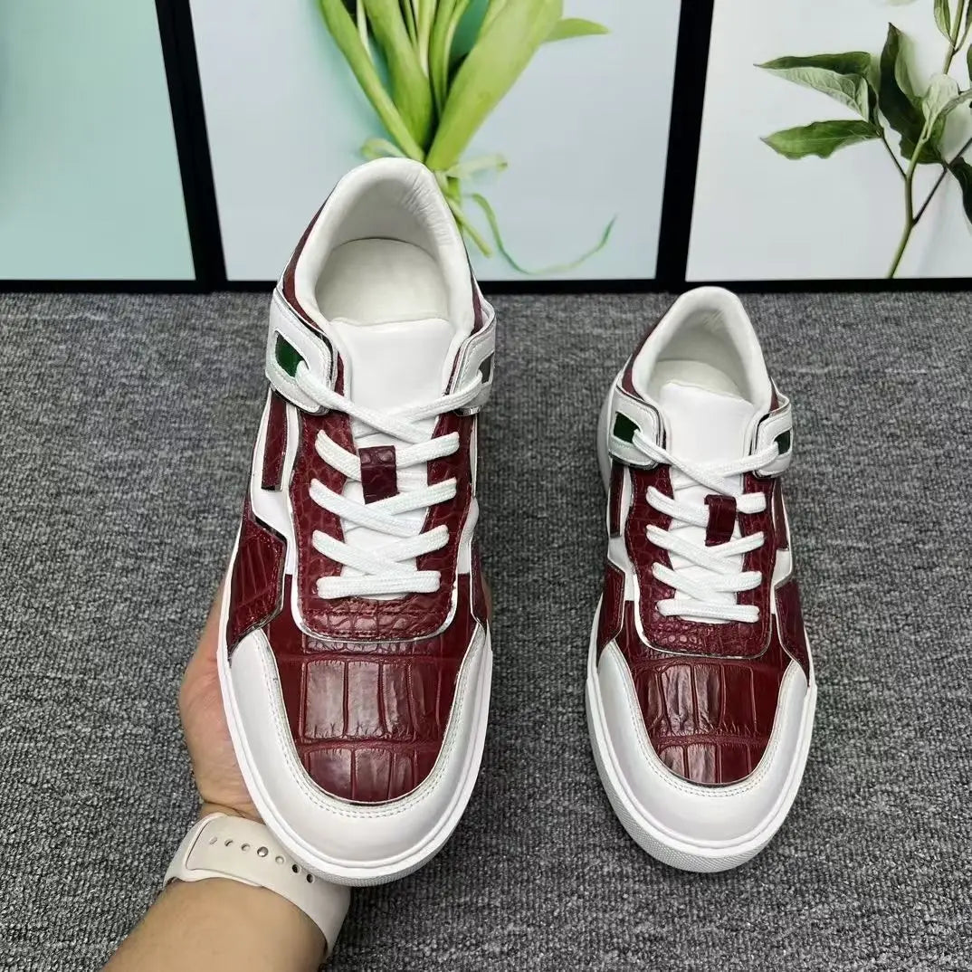 2025 New Arrival Crocodile Skin causal shoes men Genuine leather sneakers