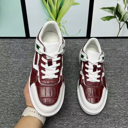 2025 New Arrival Crocodile Skin causal shoes men Genuine leather sneakers