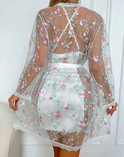 Women's Floral Embroidery V-Neck Halter Backless Nightwear for Women