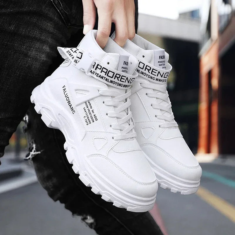 High-Top Men’s Casual Leather Shoes High Quality Handmade No-Slip Boots