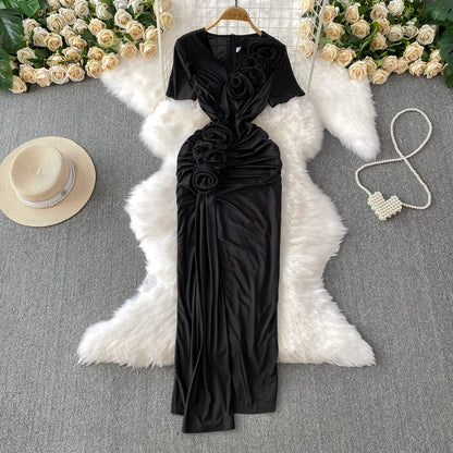 Sexy Elegant chic Three-dimensional slim Dress Casual Beach Party  Dress