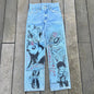 Y2K Anime Baggy Denim Pants Trend Hand Drawn Printed Pattern Unisex Jeans