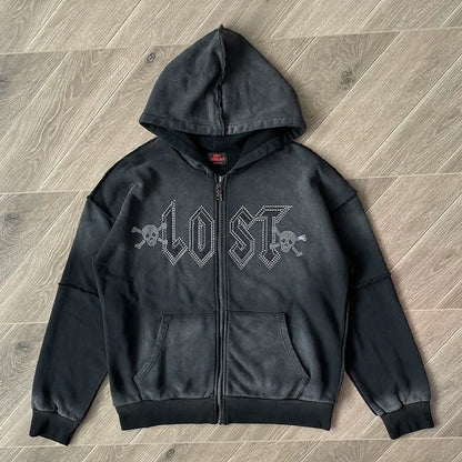 Lost Intricacy Lavender Zip Up Wash water Hoodie