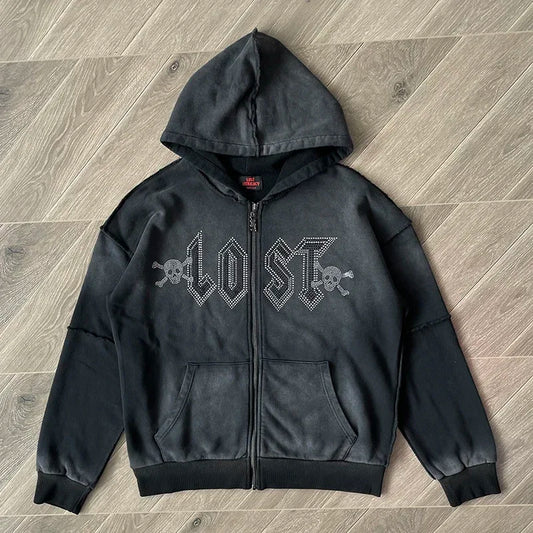 Lost Intricacy Lavender Zip Up Wash water Hoodie