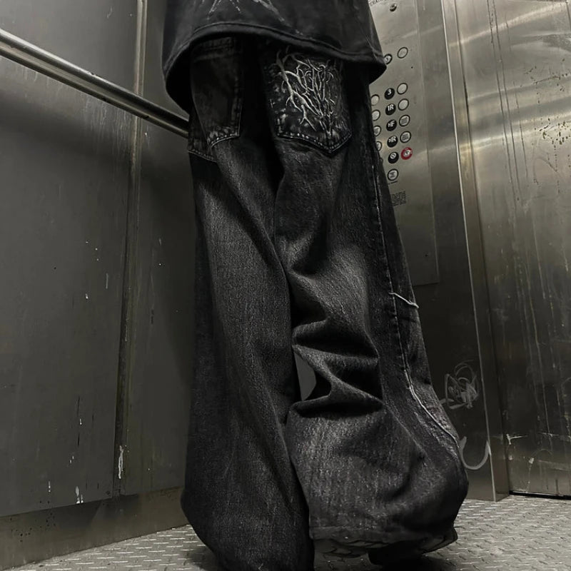Y2K Phantom Jeans – Redefine Streetwear with Dark, Edgy Flair