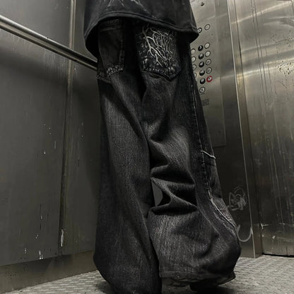 Y2K Phantom Jeans – Redefine Streetwear with Dark, Edgy Flair