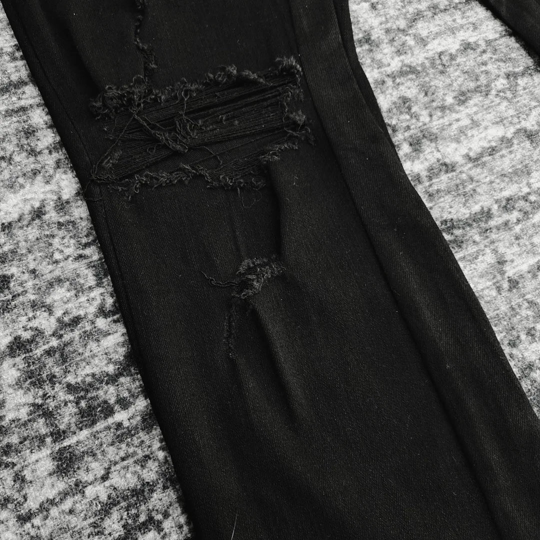Men's Luxury distressed black flare jeans 2025
