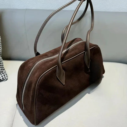 Genuine Leather Women's Bag Lazy Matte Suede Tote