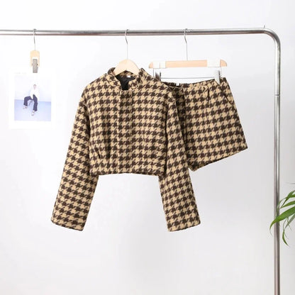 2025 Retro Plaid Women's Casual Chic Set