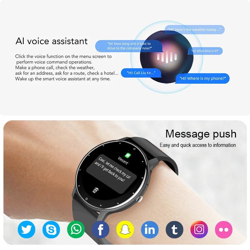 Smart Watch Women Men Full Touch Screen Bluetooth 5.2 Call Waterproof Watches Sports Fitness Tracker New