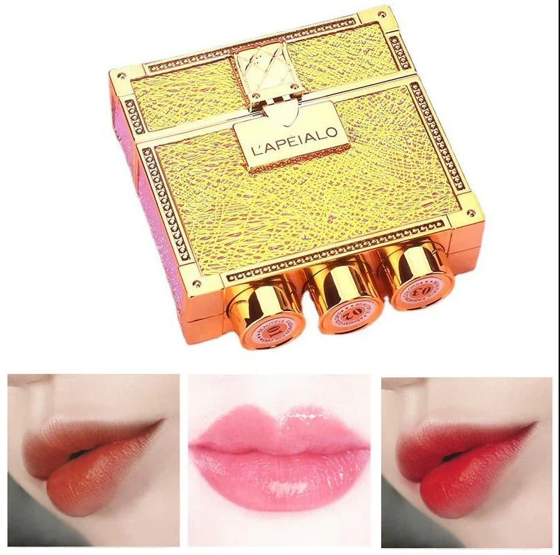 Makeup Korean Matte Lipstick Set Waterproof Long Lasting Leather Bag Velvet Vitamin Lip Gloss Kit Box