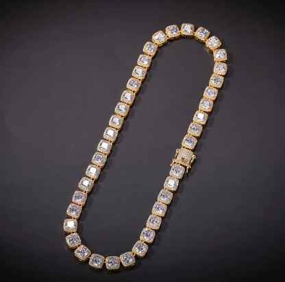 Square Cubic Zirconia Tennis Chains Top Quality Hip-hop Necklace Luxury Jewelry for Unisex