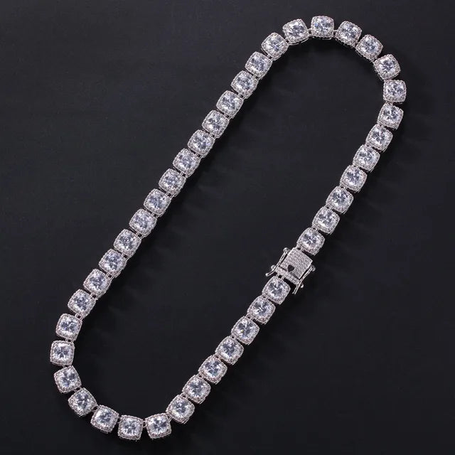 Square Cubic Zirconia Tennis Chains Top Quality Hip-hop Necklace Luxury Jewelry for Unisex