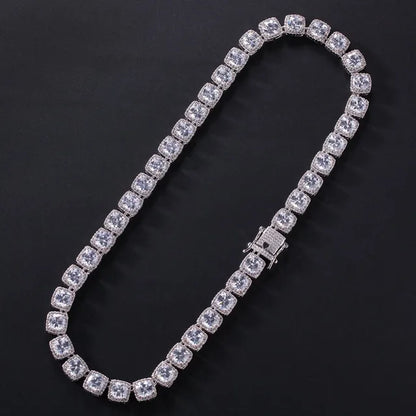 Square Cubic Zirconia Tennis Chains Top Quality Hip-hop Necklace Luxury Jewelry for Unisex