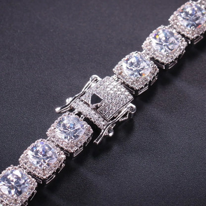 Square Cubic Zirconia Tennis Chains Top Quality Hip-hop Necklace Luxury Jewelry for Unisex