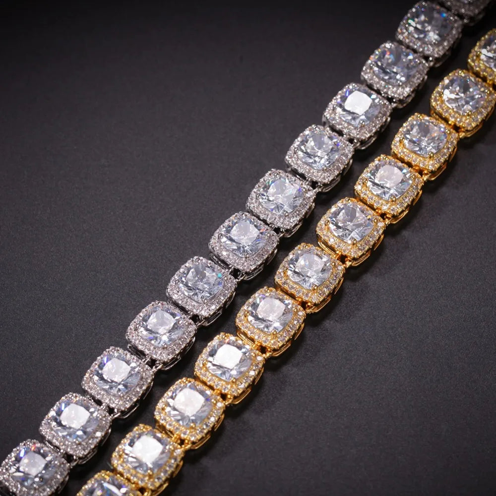 Square Cubic Zirconia Tennis Chains Top Quality Hip-hop Necklace Luxury Jewelry for Unisex