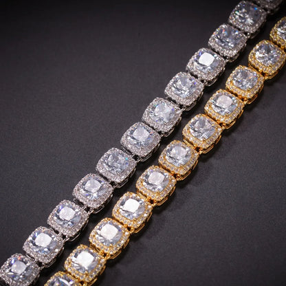 Square Cubic Zirconia Tennis Chains Top Quality Hip-hop Necklace Luxury Jewelry for Unisex