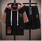 New Hooded Casual Two Piece Short Sleeve Cotton Men